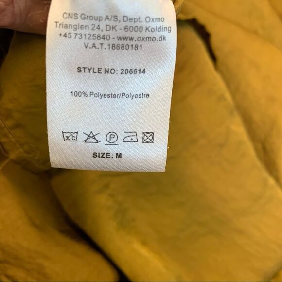 OXMO mustard khaki green V neck web sleeve blouse Sz M - Picture 11 of 14